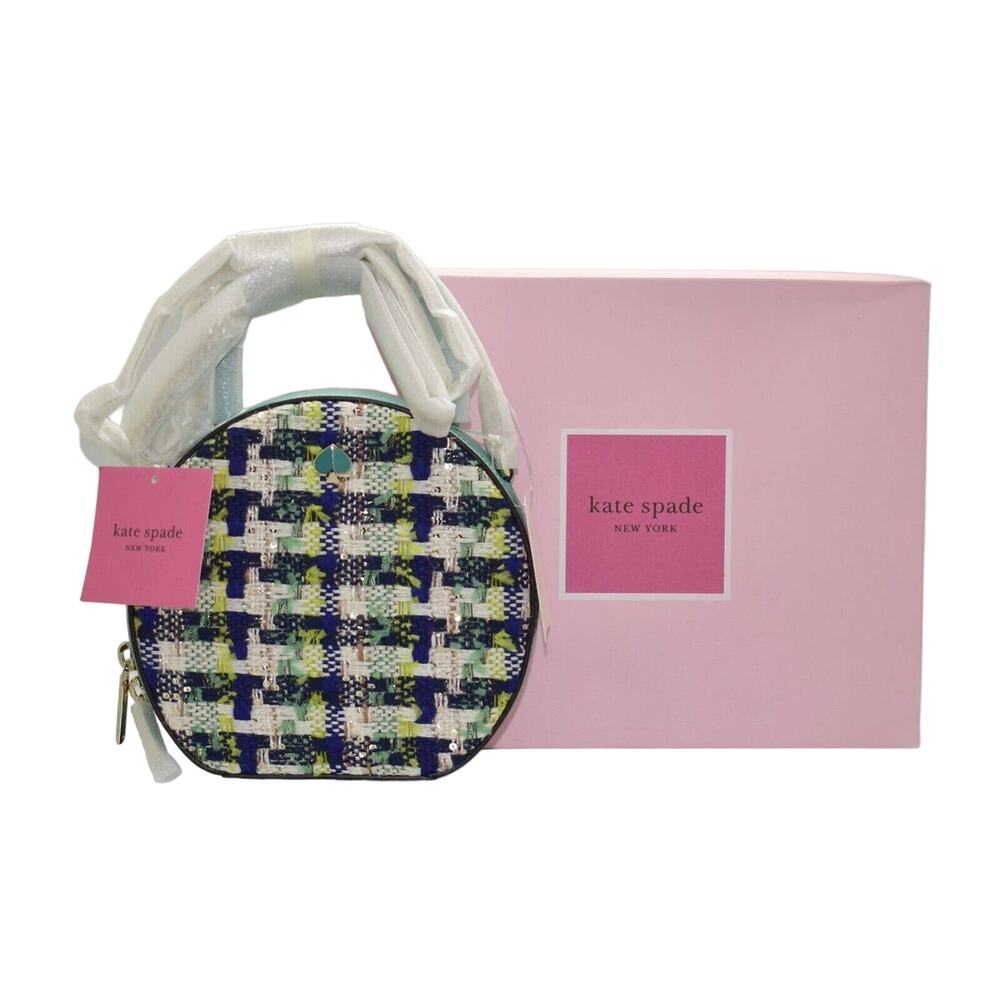 F0 NWT KATE SPADE NEW YORK Andi Leather & Tweed Mini Chain Canteen Bag $378